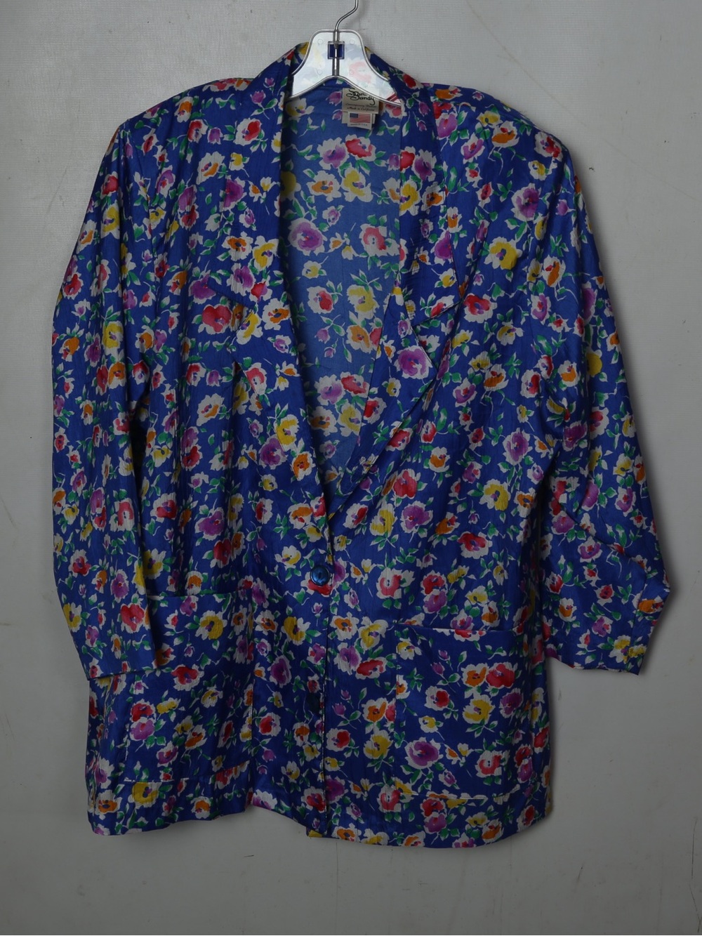 Floral Open-Front Blazer Jacket - Blue